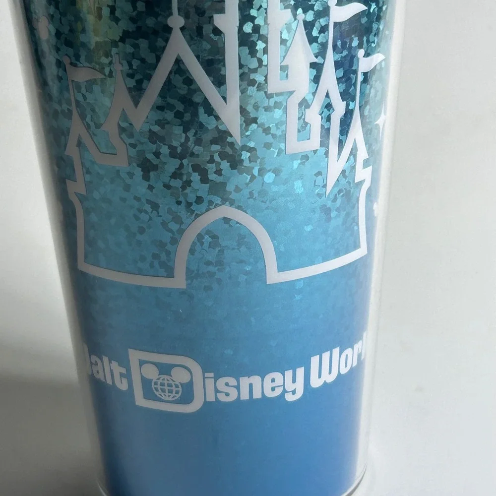 Disney Parks Walt Disney World‎ Blue Ombre Glitter Castle 22oz Tumbler Travel